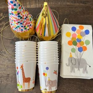 Rifle Paper Co. Birthday Balloon animals hats/paper cups/napkins